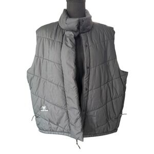 Quilted Puffer Vest Womens XL Black Leopard Lined Zip Up Gorpcore Cozy Layering